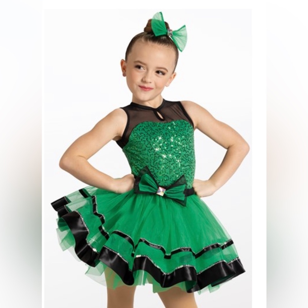 Weissman Child small green/black dress